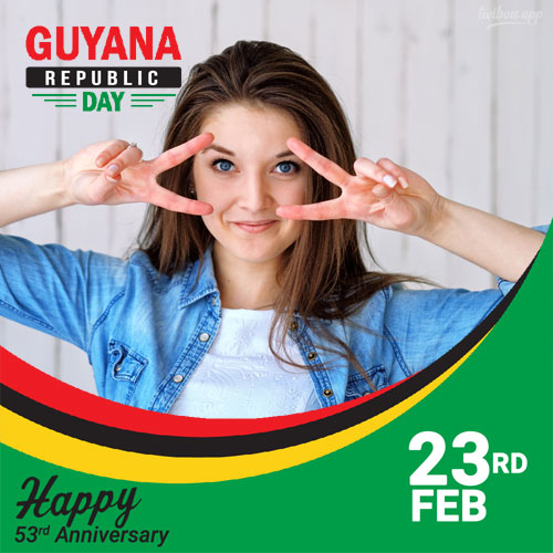 guyana republic day twibbon template - 53 Year Anniversary of Guyana Republic Day Greetings Frame gambar 1